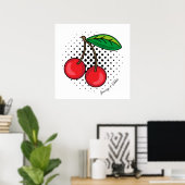 Retro Cherries Comic Book Food Pop Art Poster (Thuiskantoor)