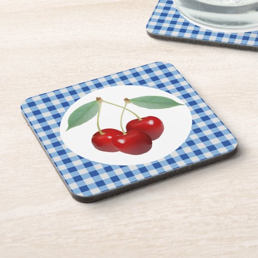 Retro Cherries Cork Onderzetters (Linkerzijde)