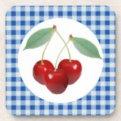 Retro Cherries Cork Onderzetters (Voorkant)