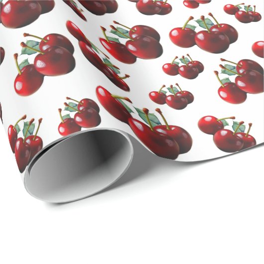 Retro Cherries fresh picked Cadeaupapier (Rol Hoek)