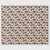Retro Cherries fresh picked green gingham Cadeaupapier (Vlak)