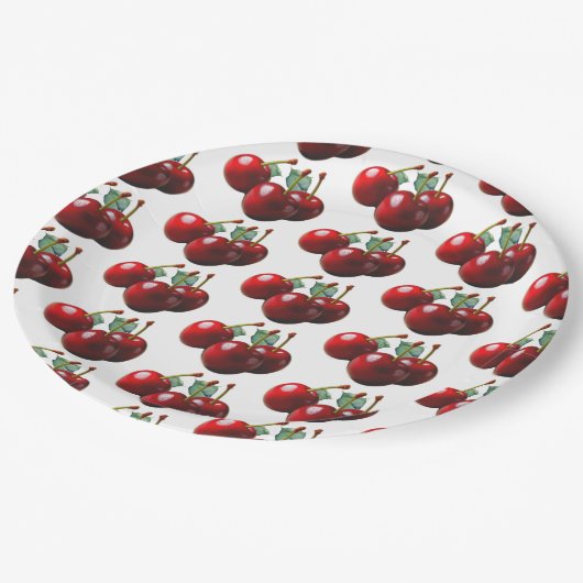 Retro Cherries fresh picked  Papieren Bordje (Gekanteld)