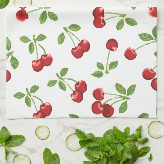 Retro Cherries Kitchen Towel Theedoek (Gevouwen)