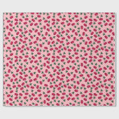 Retro Cherries op Peach Pink Polka Dot Background Cadeaupapier (Vlak)