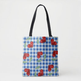 Retro Cherries Over Print Canvas tas