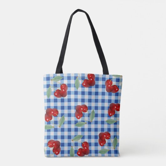 Retro Cherries Over Print Canvas tas (Achterkant)