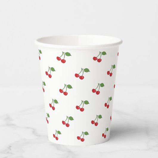 Retro Cherries Pattern Cup Papieren Bekers (Links)