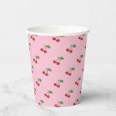 Retro Cherries Pattern Pink Paper Cup Papieren Bekers (Links)