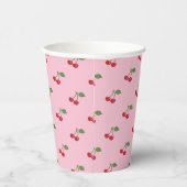Retro Cherries Pattern Pink Paper Cup Papieren Bekers (Rechts)