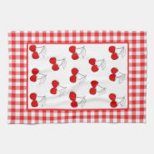 Retro Cherries Red Gingham Country Farmhouse Theedoek (Horizontaal)