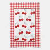 Retro Cherries Red Gingham Country Farmhouse Theedoek (Verticaal)