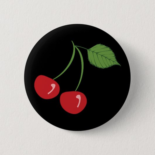 Retro Cherries Ronde Button 5,7 Cm (Voorkant)