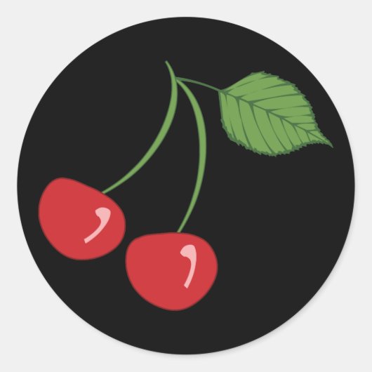 Retro Cherries Ronde Sticker (Voorkant)