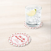 Retro Cherry 1e Verjaardag Fotofeest retro roze Kartonnen Onderzetters (Insitu)