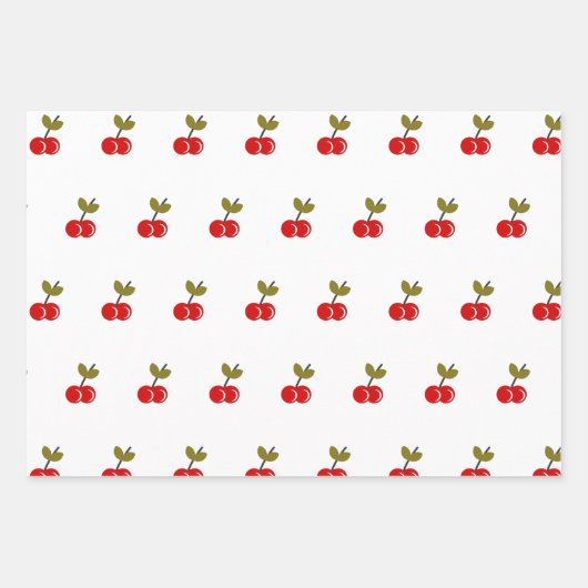 Retro Cherry Berry 1e Verjaardag Rood en groen Inpakpapier Vel (Voorkant 3)