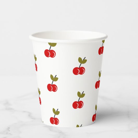 Retro Cherry Berry 1e Verjaardag Rood en groen Papieren Bekers (Voorkant)