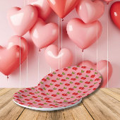 Retro Cherry Berry 1e Verjaardag Rood en groen Papieren Bordje