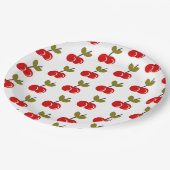 Retro Cherry Berry 1e Verjaardag Rood en groen Papieren Bordje (Gekanteld)