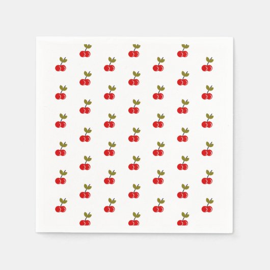 Retro Cherry Berry 1e Verjaardag Rood en groen Servet (Voorkant)