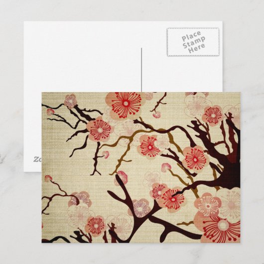 Retro Cherry Blossom Briefkaart (Voorkant / Achterkant)