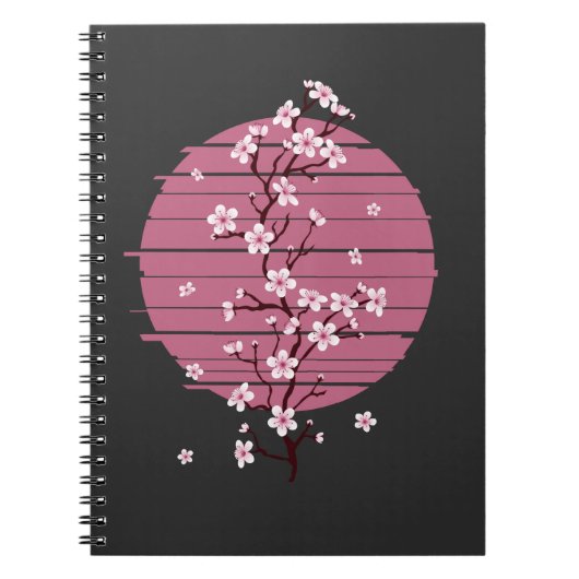 Retro Cherry Blossom Japanse Sakura Tree Notitieboek (Voorkant)