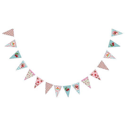 Retro Cherry Bunting. Vlaggetjes (Alle)