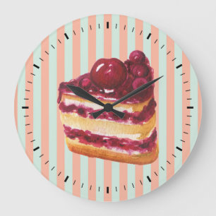 Retro Cherry Cake Wall-slot Grote Klok