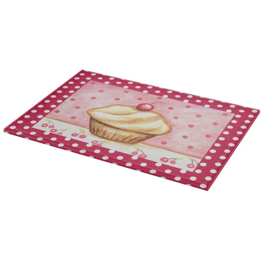 Retro Cherry Cupcake Kitchen Cutting Board Gift Snijplank (Hoek)