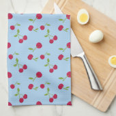 Retro Cherry Cute Farmhouse Blue Theedoek (Quarter Fold)