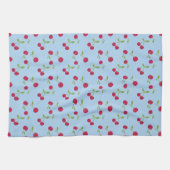 Retro Cherry Cute Farmhouse Blue Theedoek (Horizontaal)