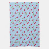 Retro Cherry Cute Farmhouse Blue Theedoek (Verticaal)