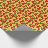Retro Cherry Design / Geel Cadeaupapier (Hoek)