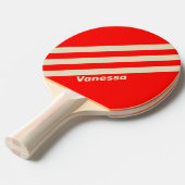 Retro Cherry Drie strepen met naam Tafeltennisbatje (Voorkant Gekanteld)