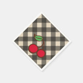 Retro Cherry Gingham Picnic Party Napkins Servetten (Hoek)