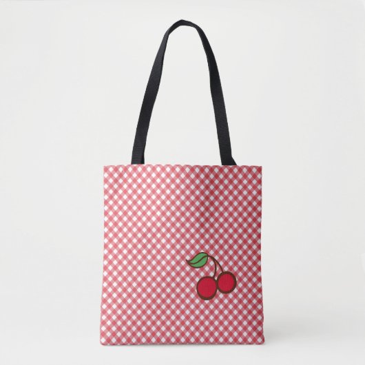 Retro Cherry Gingham Purse Canvas tas Gift (Voorkant)