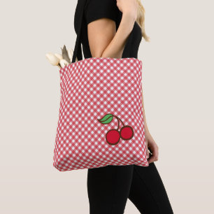 Retro Cherry Gingham Purse Canvas tas Gift