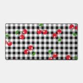 Retro Cherry Gingham Schattige Rood & Zwart Geruit Bureaumat (Voorkant)