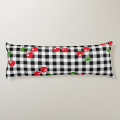 Retro Cherry Gingham Schattige Rood & Zwart Geruit Lichaamskussen (Achterkant)