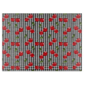 Retro Cherry Gingham snijmachines Snijplank (Voorkant)