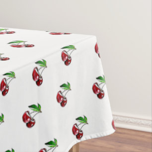 Retro Cherry Linen Tablecloth Tafelkleed