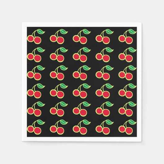 Retro Cherry Party Picnic Birthday Napkins Servet (Voorkant)