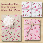Retro Cherry Pattern Cute Coquette Sweet Treats Inpakpapier Vel<br><div class="desc">Add a touch of vintage charm to every celebration with this Coquette Cherries pattern — watercolor cherries in cheerful pinks and reds on a soft retro backdrop. Perfect for birthday gifts, kitchen packages, bridal showers, baby showers, or small business packaging — anywhere you want a little mid-century sweetness. The design...</div>
