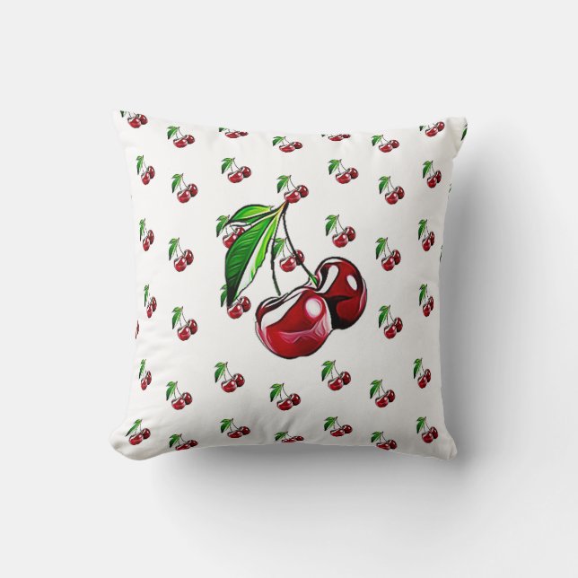 Retro Cherry Pillow Kussen (Voorkant)