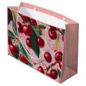 Retro Cherry Pop Roze Groot Cadeauzakje (Achterkant Gekanteld)