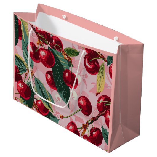 Retro Cherry Pop Roze Groot Cadeauzakje (Voorkant Gekanteld)