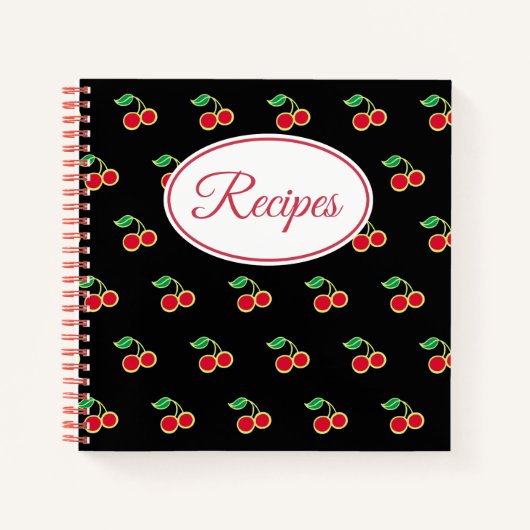 Retro Cherry Recept Kookboek Notitieboek Cadeau (Voorkant)