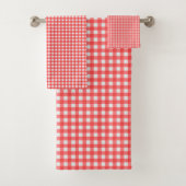 Retro Cherry Red Gingham Pset Pattern Bad Handdoek (Insitu)
