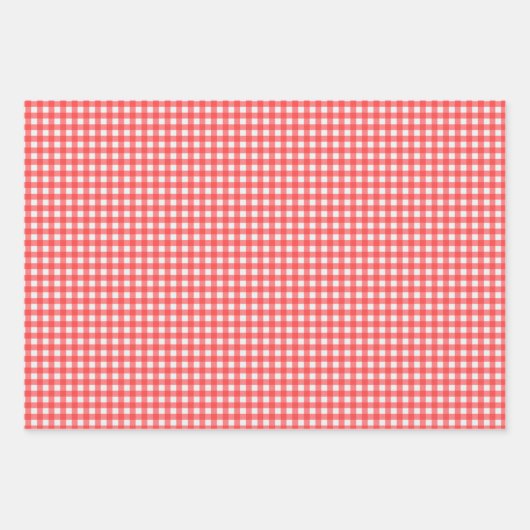 Retro Cherry Red Gingham Pset Pattern Inpakpapier Vel (Voorkant)
