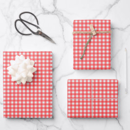 Retro Cherry Red Gingham Pset Pattern Inpakpapier Vel