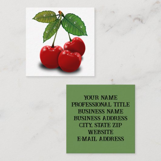 retro cherry square visitekaartje (Voorkant / Achterkant)